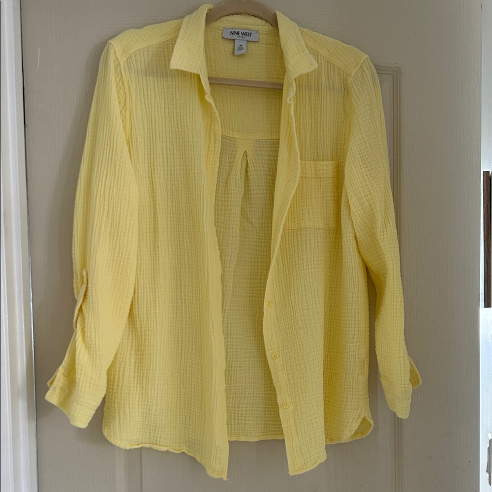 Nine West Light Yellow Textured Shirt